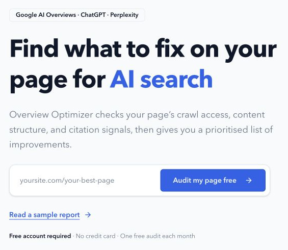 AI Overview Optimizer official website preview