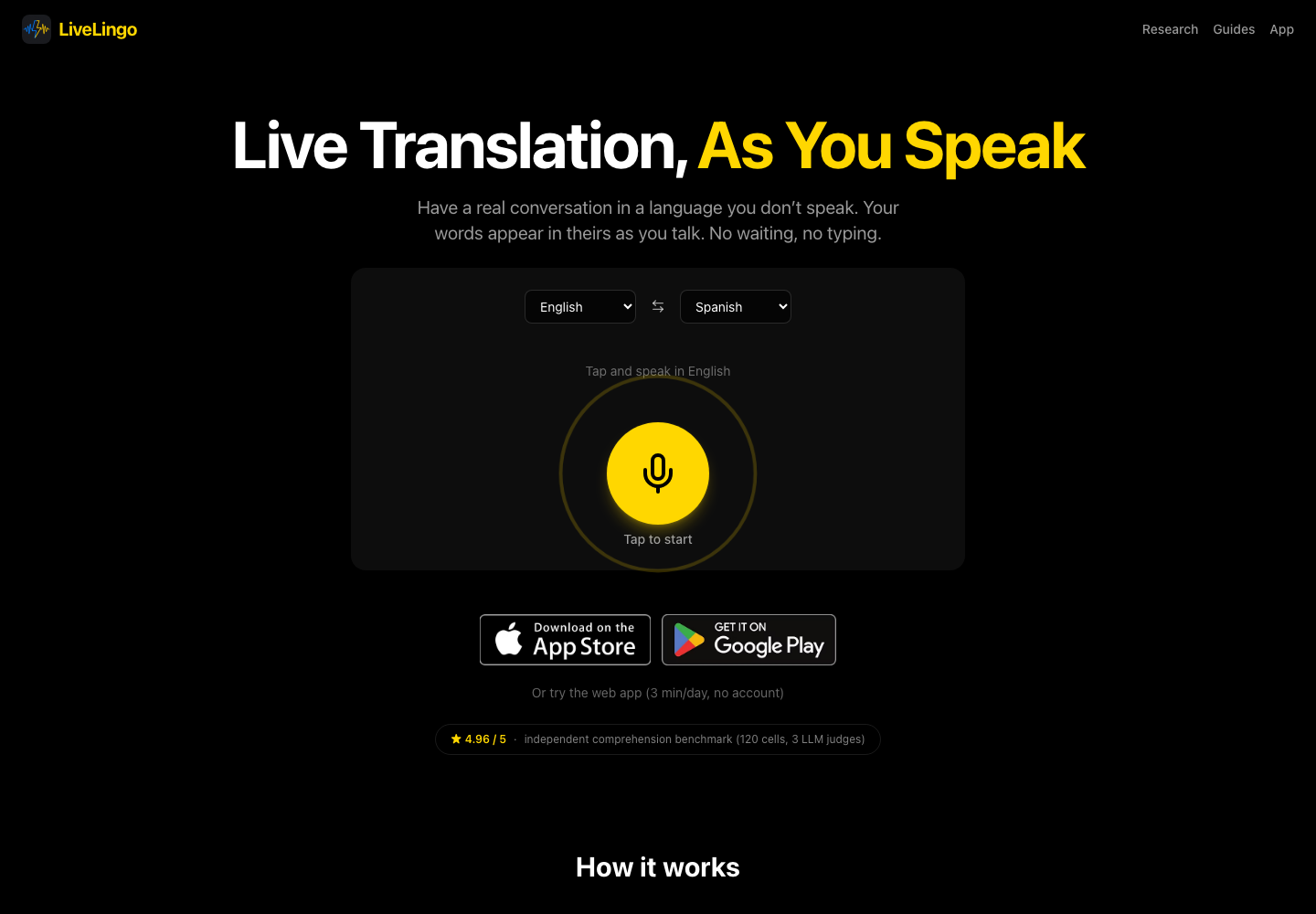 LiveLingo official website preview